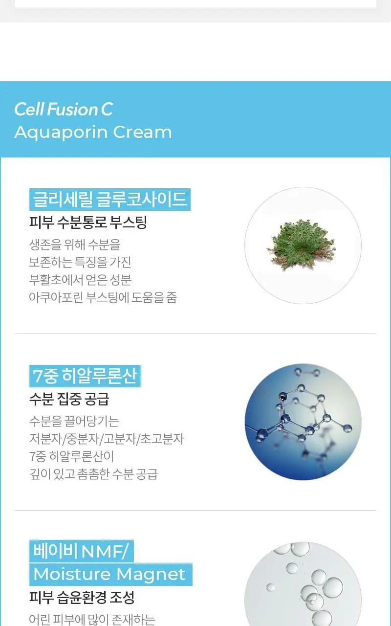 [수분부스팅/7중히알루론산] 셀퓨전씨 포스트 알파 아쿠아포린 크림 60ml 상세페이지 4